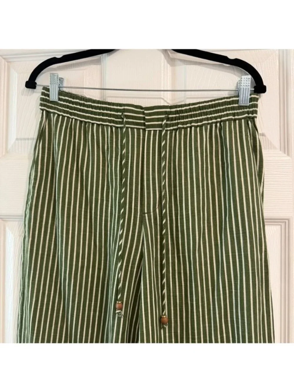 Zara Relaxed Linen Stripe Wide Leg Pants Size Medium NWT Coastal